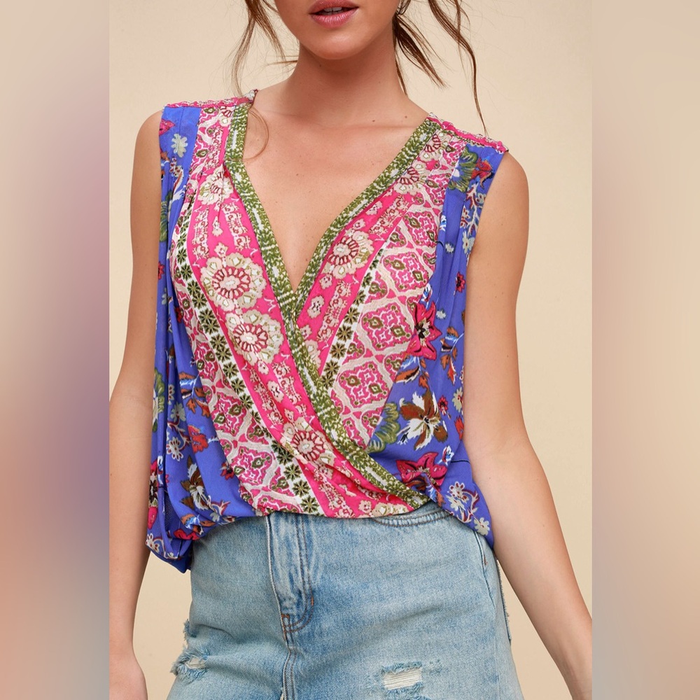 Free People | Havana Floral Print Sleeveless Surplice Top